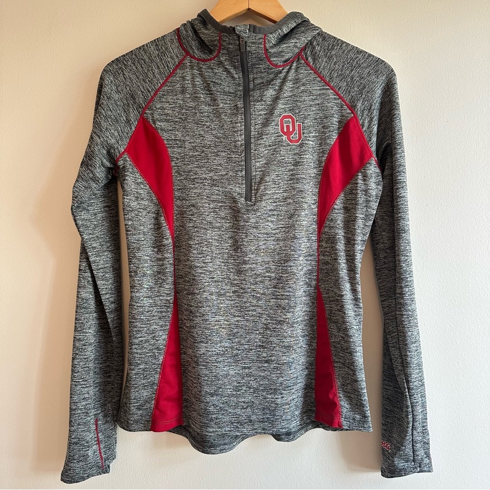 Oklahoma Sooners OU Colosseum Quarter‑Zip Hoodie Women’s Small | Gray & Crimson
